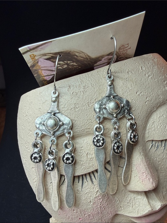 Jewelry - Silver Toned Floral Dangle Earrings - Women's Jewelry